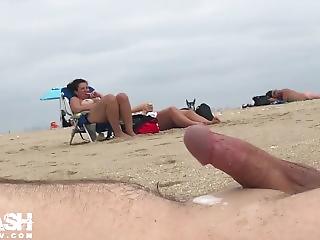 Yang naked lick penis on beach