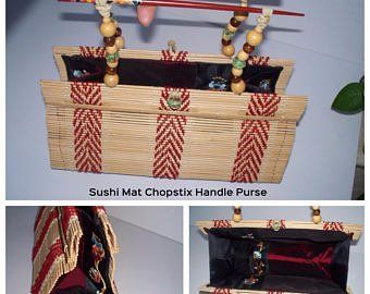 Asian styled bamboo handled purses handbags