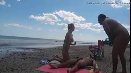 best of Naked on beach masturbate dick brunette