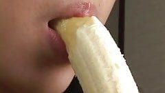 best of Masturbate and without strawberry Woman whip banana, eating cream panties
