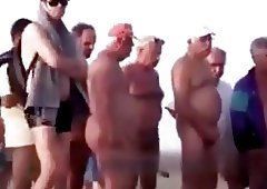 Yang white masturbate cock on beach