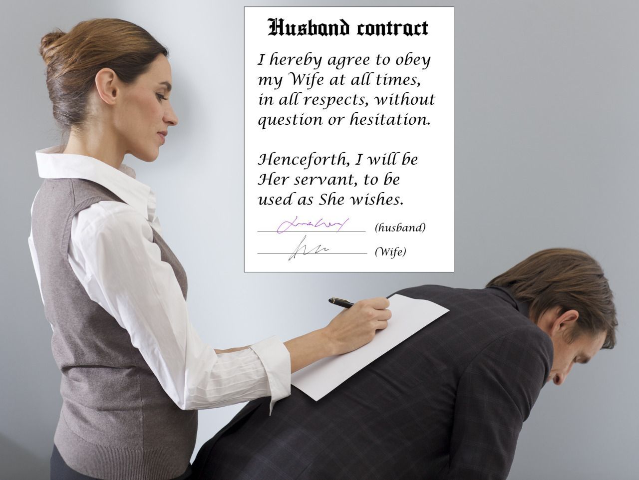Femdom contract male chastity image