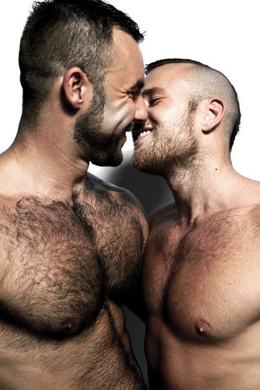 Mature gay hairy men kissing