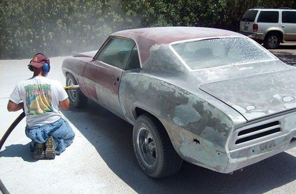 California reccomend Blast car media off paint strip