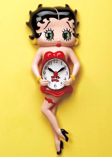 Betty boop swinging red dress wall clock
