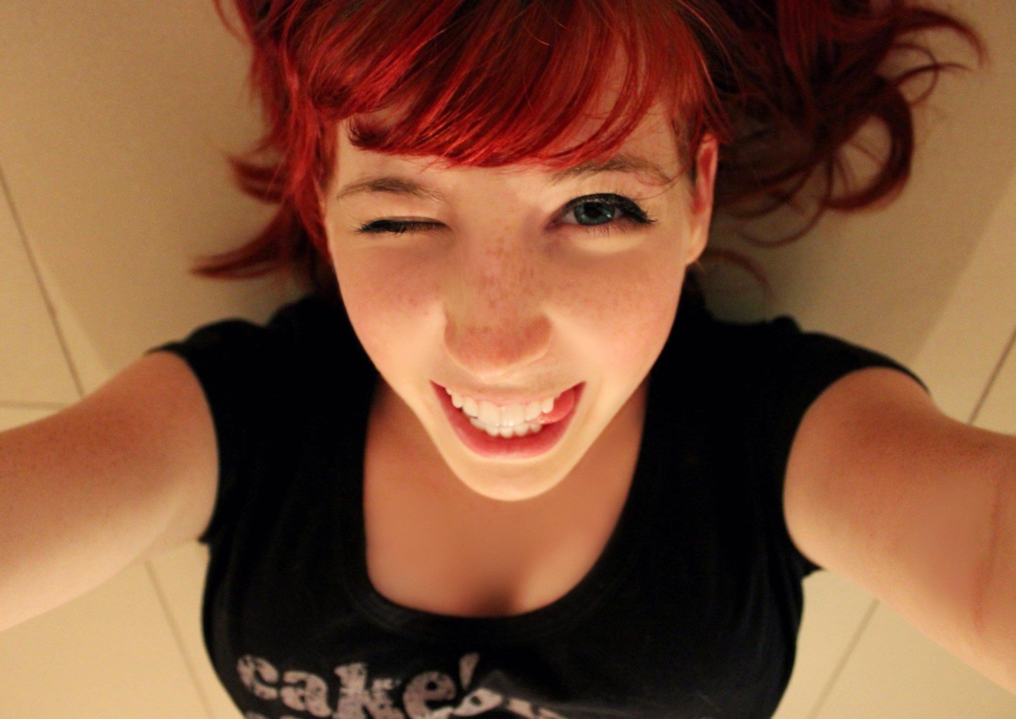 redhead milf facial selfie naked photo