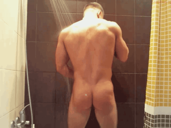 In jock naked shower