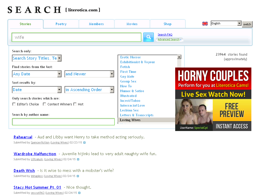 Erotic stories advanced search
