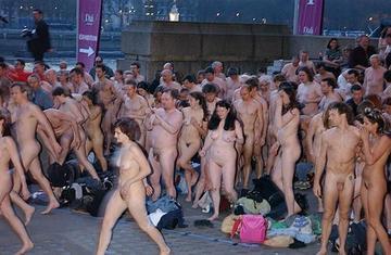 Group of public nudist