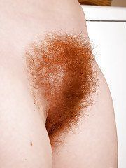 Hairy redhead pussy close up