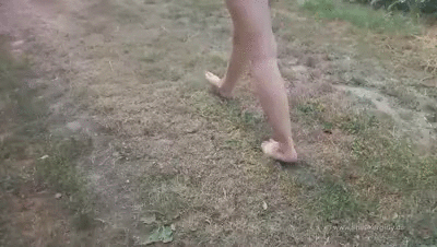 Girl walkover bmw barefoot