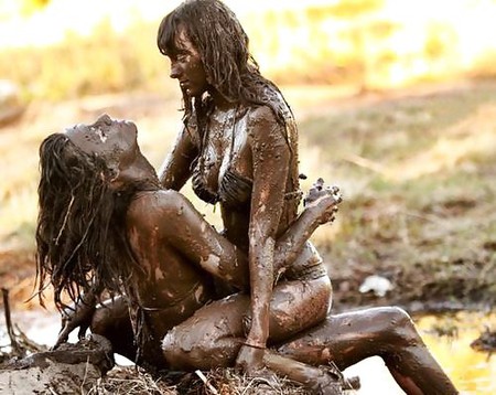 Nude mud wrestling